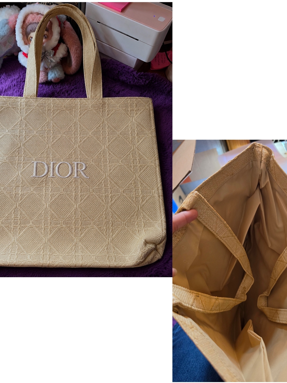 Dior Yellow-Beige Embroidered Tote